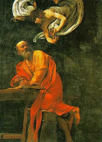 'Евангелист Матфей', Караваджо, фреска 3,4 м х 3,5 м, 1597/8 год