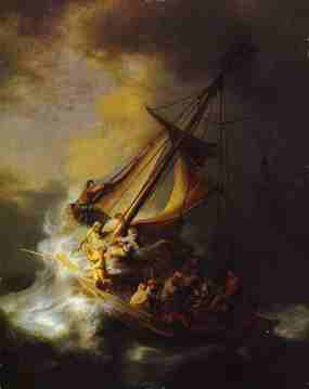 Харменс ван Рейн Рембрандт, 'Христос в бурю на Галилейском озере', Бостон, музей Изабеллы Стюарт Гарднер, 1633